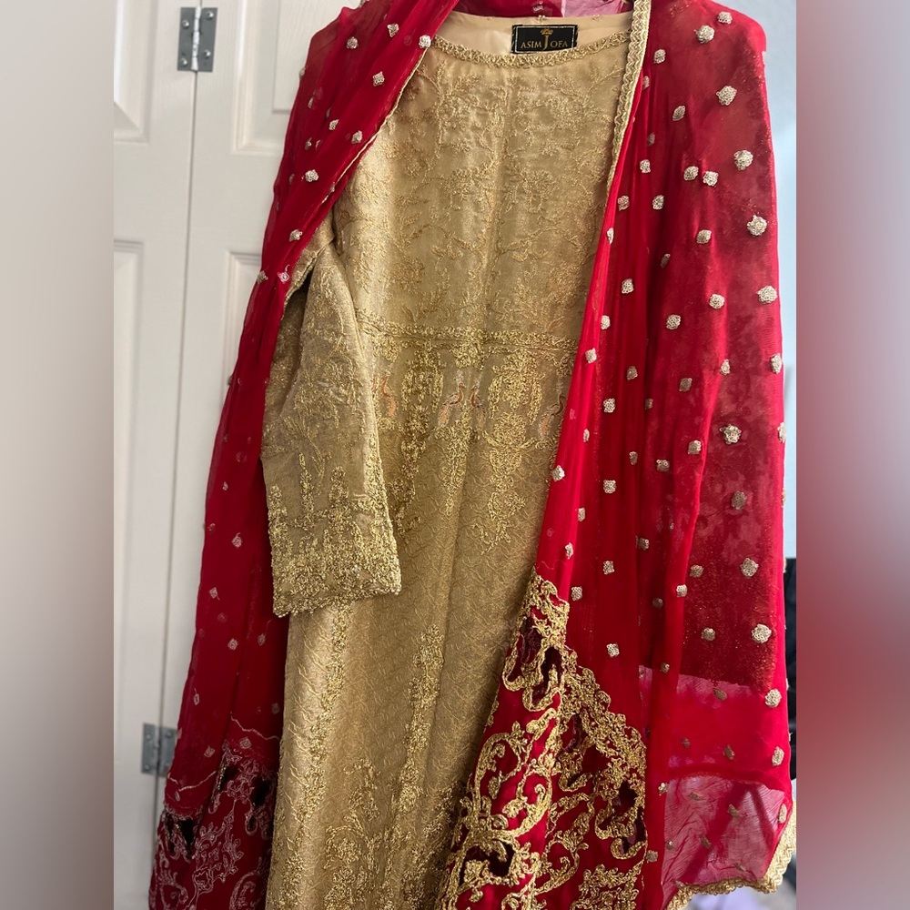 Indian Pakistani gold And red dress asim jofa brand
